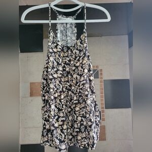 Y2K American Eagle Outfitters Black & Tan Floral Tank Top